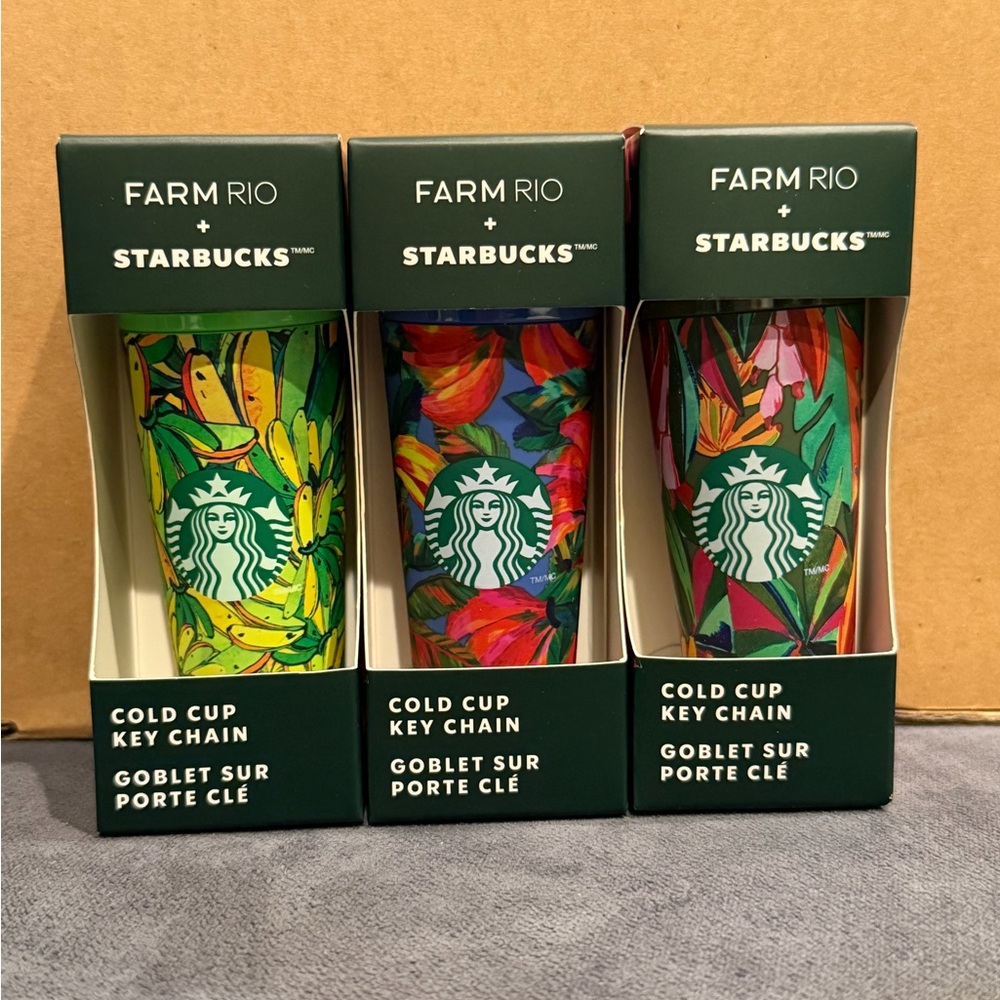 NWT Starbucks x Farm Rio Key Chain trio